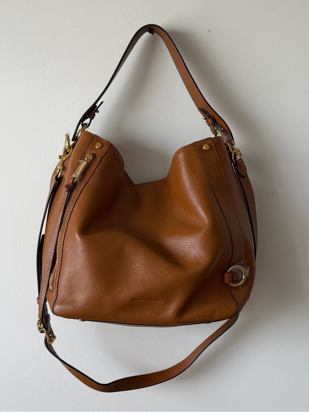 NWT Rebecca Minkoff Pebbled Cognac Leather Hobo Shoulder Bag